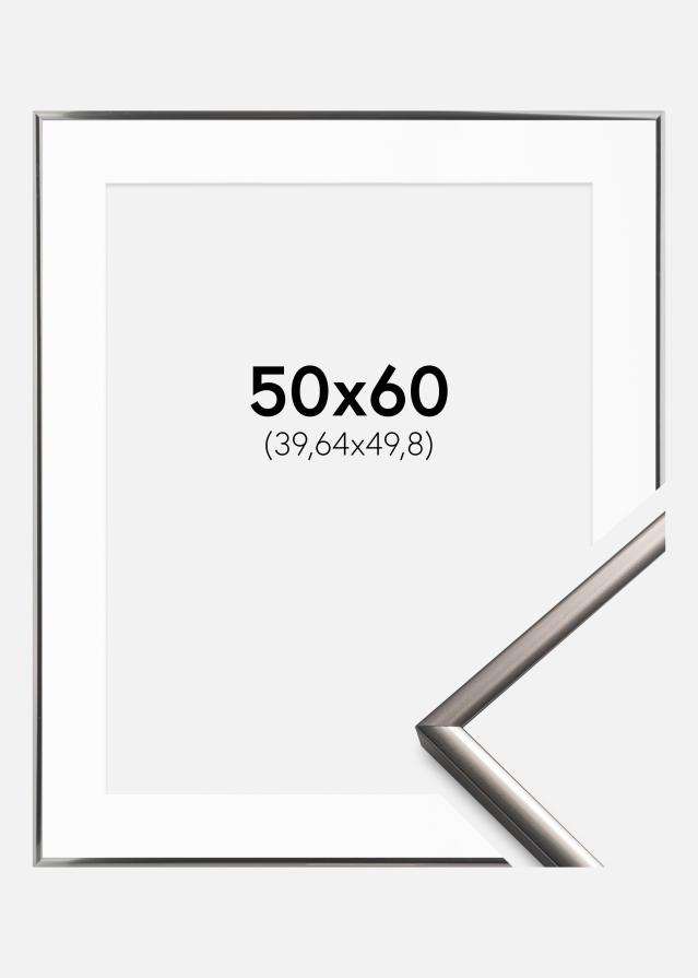 Ram med passepartou Fotolijst New Lifestyle Staal 50x60 cm - Passe-partout Wit 16x20 inches