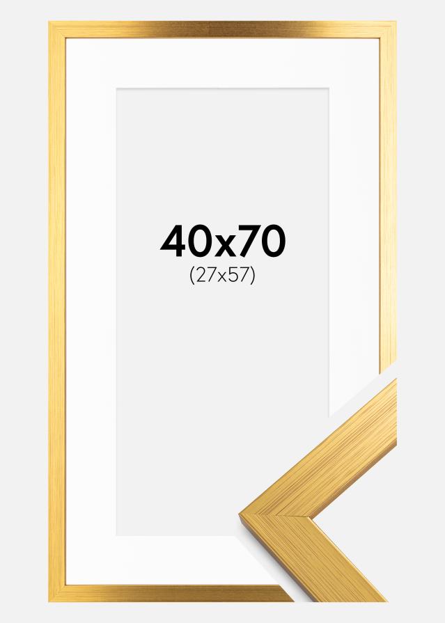 Ram med passepartou Fotolijst Gold Wood 40x70 cm - Passe-partout Wit 28x58 cm