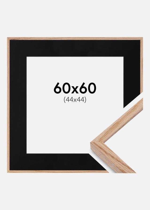 Ram med passepartou Fotolijst E-Line Eiken 60x60 cm - Passe-partout Zwart 45x45 cm