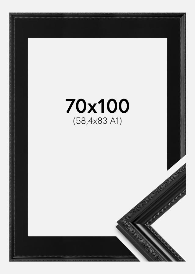 Ram med passepartou Fotolijst Abisko Zwart 70x100 cm - Passe-partout Zwart 59,4x84 cm (A1)