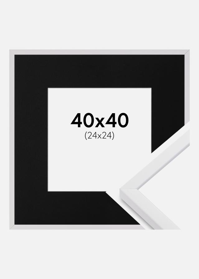 Ram med passepartou Fotolijst E-Line Wit 40x40 cm - Passe-partout Zwart 25x25 cm