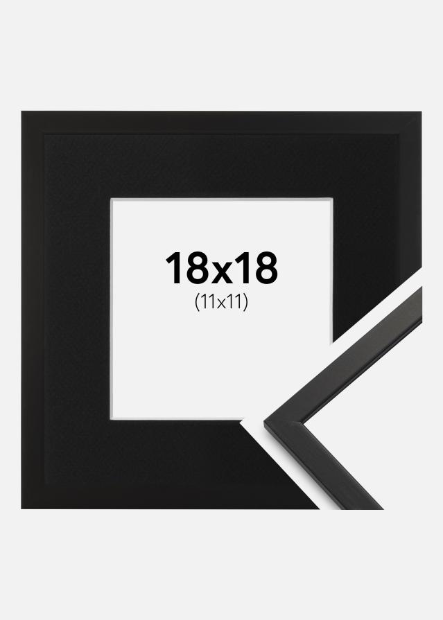 Ram med passepartou Fotolijst Edsbyn Zwart 18x18 cm - Passe-partout Zwart 12x12 cm
