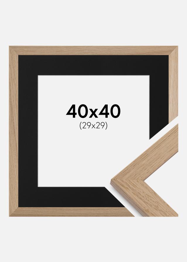 Ram med passepartou Fotolijst Trendline Eiken 40x40 cm - Passe-partout Zwart 30x30 cm