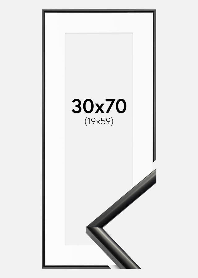 Ram med passepartou Fotolijst New Lifestyle Zwart 30x70 cm - Passe-partout Wit 20x60 cm