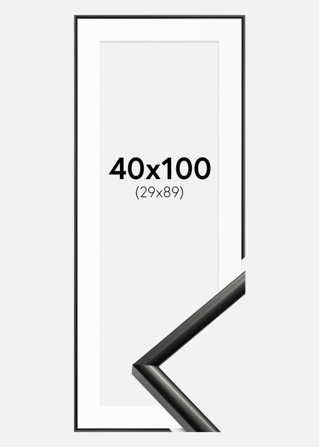 Ram med passepartou Fotolijst New Lifestyle Zwart 40x100 cm - Passe-partout Wit 30x90 cm