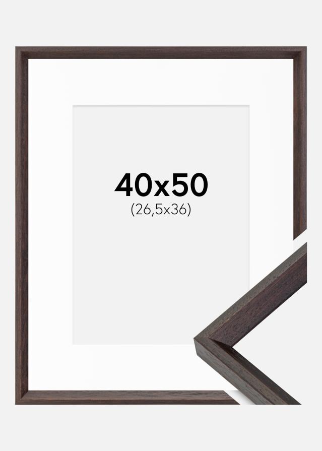 Ram med passepartou Fotolijst Globe Espresso 40x50 cm - Passe-partout Wit 27,5x37 cm