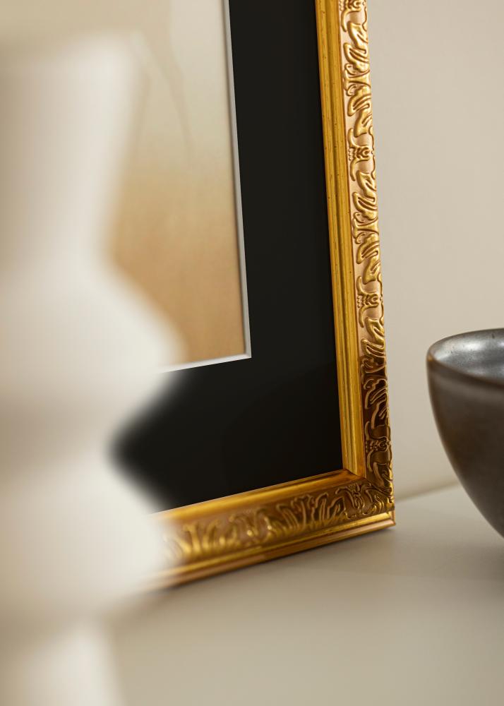 Ram med passepartou Fotolijst Nostalgia Goud 30x60 cm - Passe-partout Zwart 20x50 cm