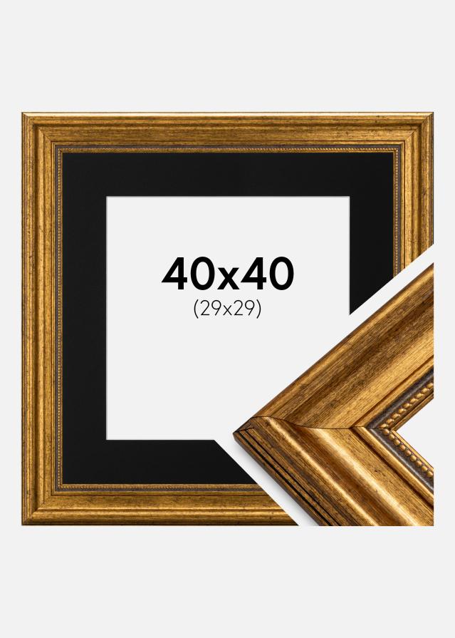 Ram med passepartou Fotolijst Rokoko Goud 40x40 cm - Passe-partout Zwart 30x30 cm