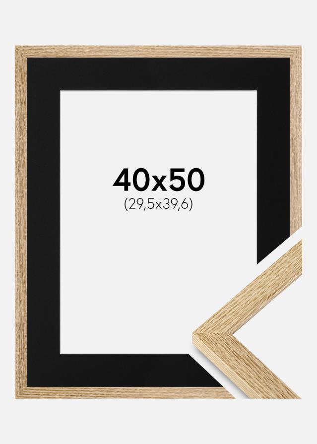 Ram med passepartou Fotolijst Selection Eiken 40x50 cm - Passe-partout Zwart 12x16 inches