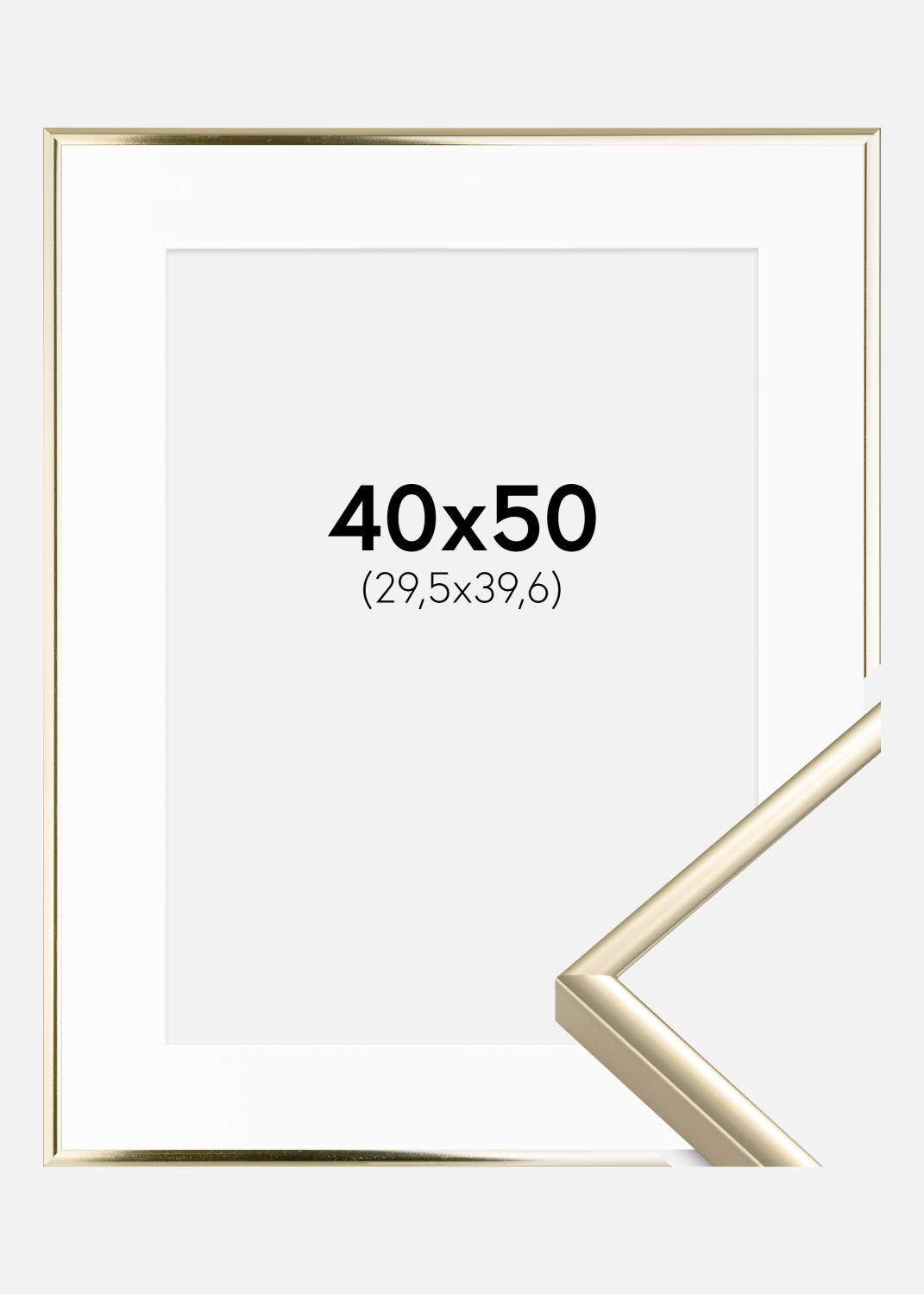 Product Image for Fotolijst Aluminium Glanzend Goud 40x50 cm - Passe-partout Wit 12x16 inches