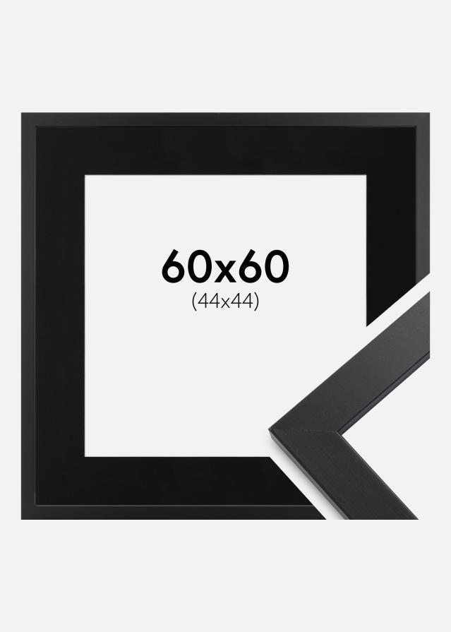 Ram med passepartou Fotolijst Black Wood 60x60 cm - Passe-partout Zwart 45x45 cm