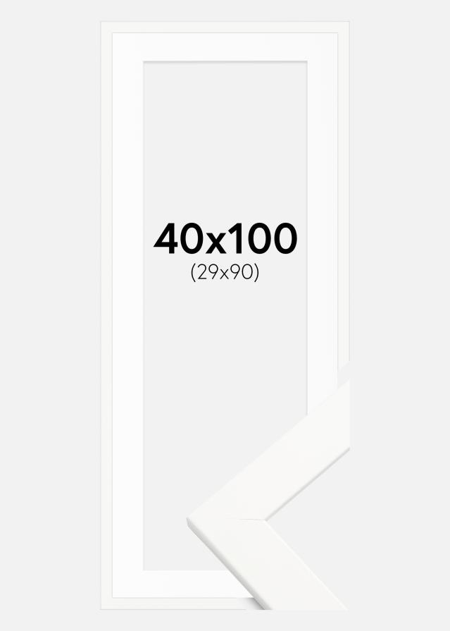 Ram med passepartou Fotolijst Trendline Wit 40x100 cm - Passe-partout Wit 30x91 cm