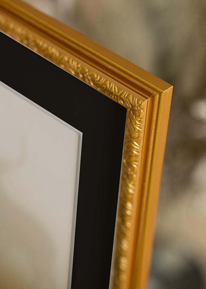 Ram med passepartou Fotolijst Nostalgia Goud 30x60 cm - Passe-partout Zwart 20x50 cm