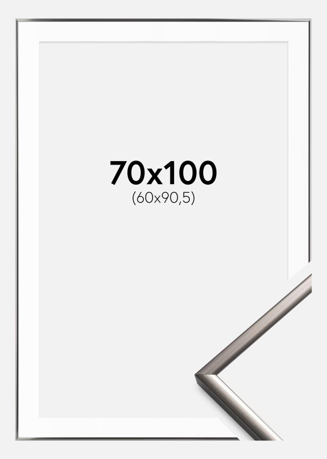 Ram med passepartou Fotolijst New Lifestyle Staal 70x100 cm - Passe-partout Wit 61x91,5 cm