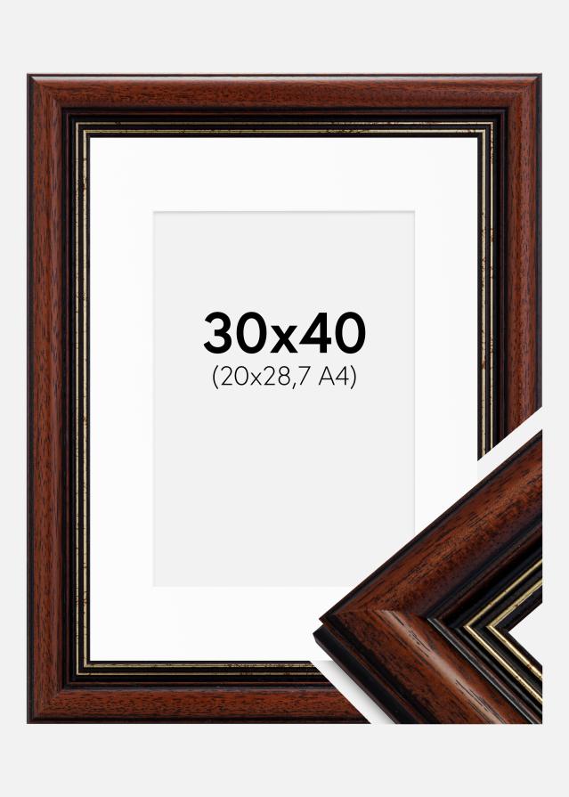 Ram med passepartou Fotolijst Old Retro 30x40 cm - Passe-partout Wit 21x29,7 cm (A4)