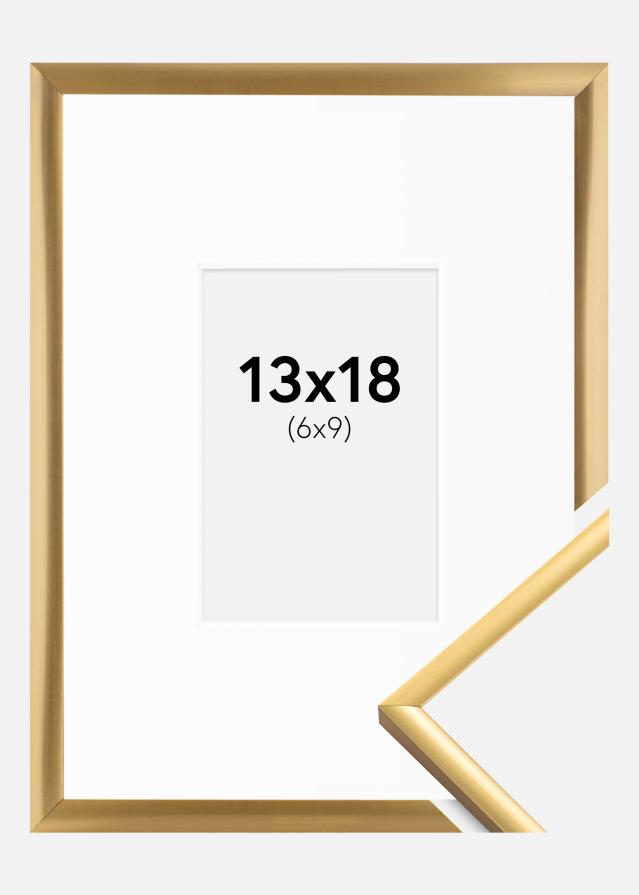 Ram med passepartou Fotolijst New Lifestyle Shiny Gold 13x18 cm - Passe-partout Wit 7x10 cm