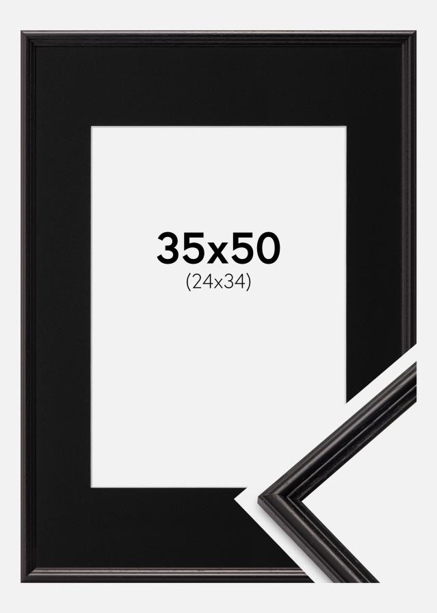 Ram med passepartou Fotolijst Horndal Zwart 35x50 cm - Passe-partout Zwart 25x35 cm