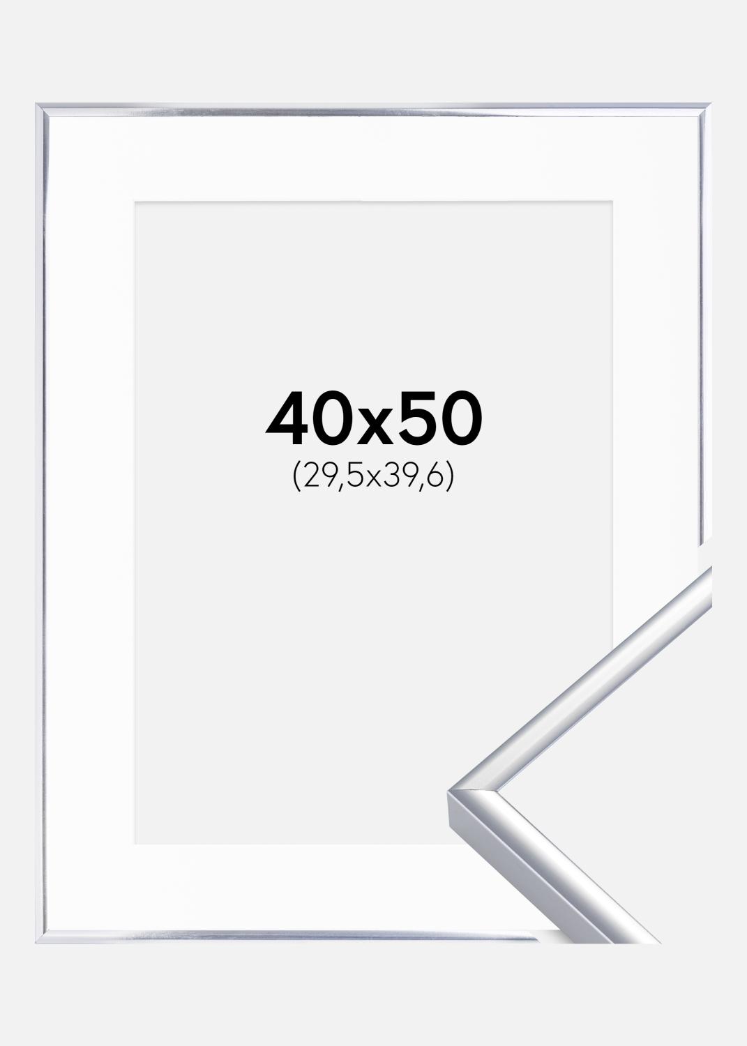 Product Image for Fotolijst Aluminium Glanzend Zilver 40x50 cm - Passe-partout Wit 12x16 inches