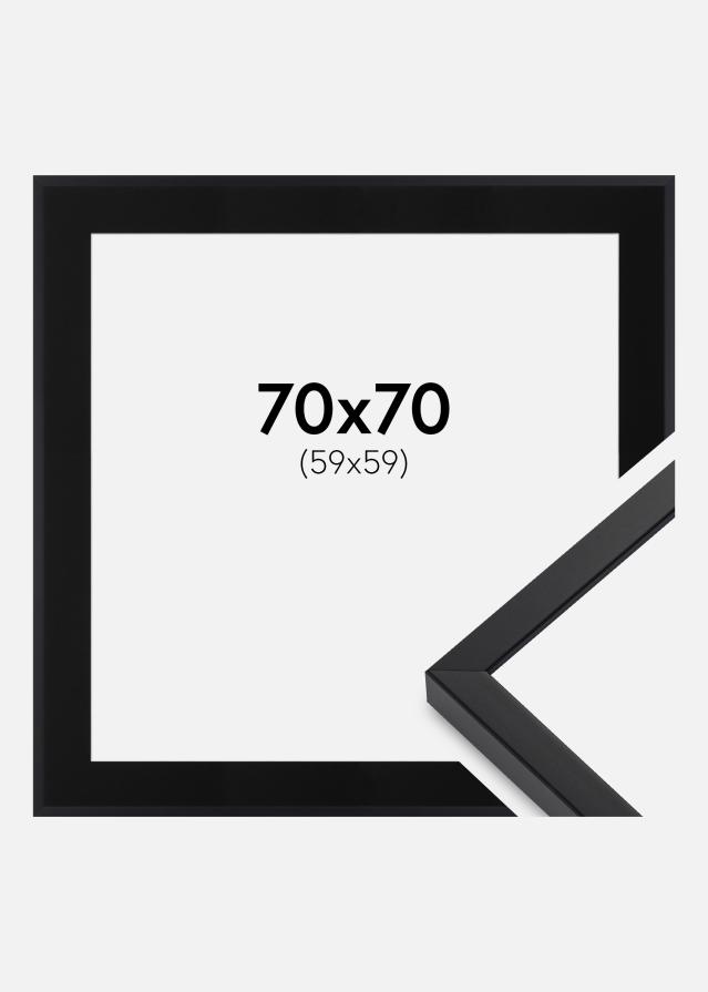 Ram med passepartou Fotolijst E-Line Zwart 70x70 cm - Passe-partout Zwart 60x60 cm