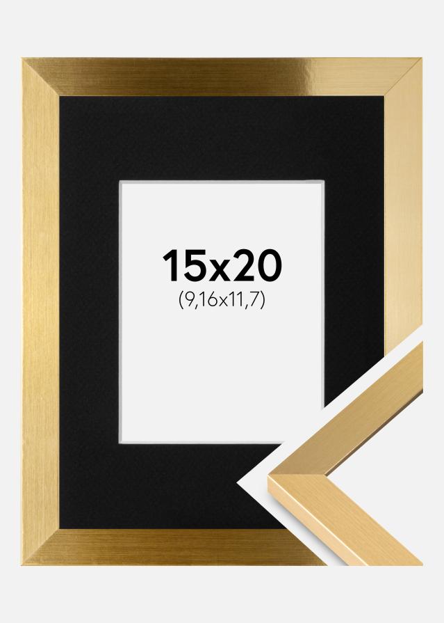 Ram med passepartou Fotolijst Selection Goud 15x20 cm - Passe-partout Zwart 4x5 inches