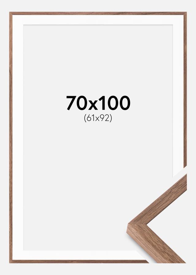 Ram med passepartou Fotolijst Soul Walnut Veneer 70x100 cm - Passe-partout Wit 62x93 cm