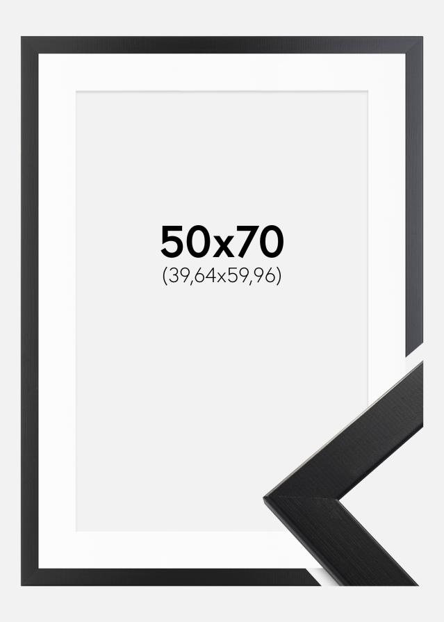 Ram med passepartou Fotolijst Trendline Zwart 50x70 cm - Passe-partout Wit 16x24 inches