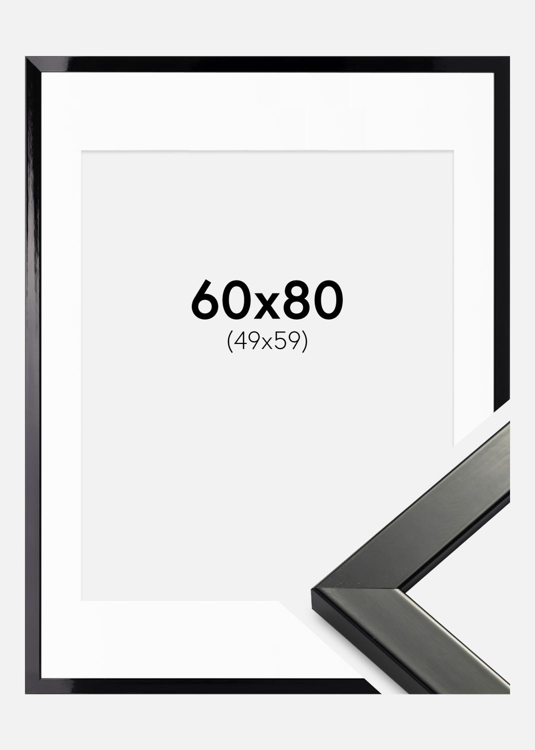 Product Image for Fotolijst Uppsala Zwart Hoogglans 60x80 cm - Passe-partout Wit 50x60 cm