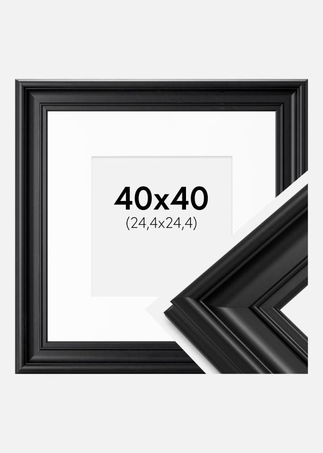 Ram med passepartou Fotolijst Mora Premium Zwart 40x40 cm - Passe-partout Wit 10x10 inches
