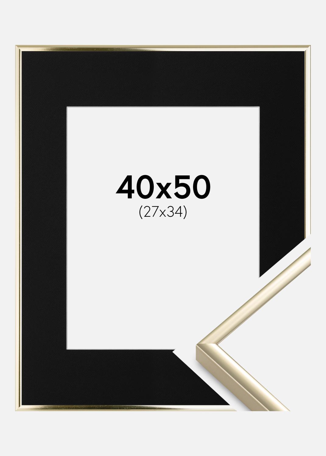 Product Image for Fotolijst Aluminium Glanzend Goud 40x50 cm - Passe-partout Zwart 28x35 cm