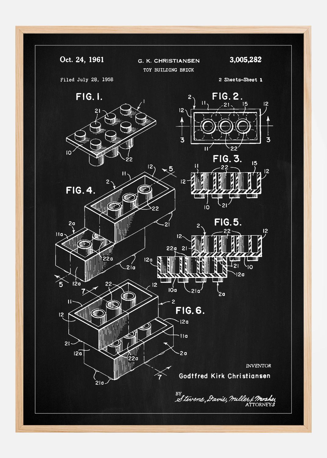 Product Image for Patent Print - Lego Block I - Black Poster (21x29,7 cm (A4))