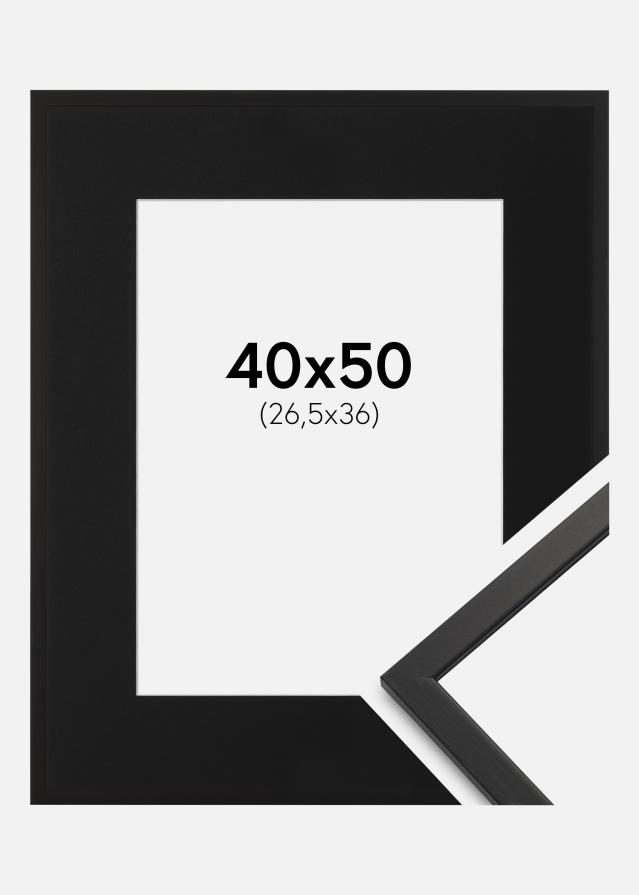 Ram med passepartou Fotolijst Edsbyn Zwart 40x50 cm - Passe-partout Zwart 27,5x37 cm