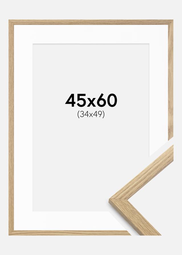 Ram med passepartou Fotolijst Trendy Eiken 45x60 cm - Passe-partout Wit 35x50 cm