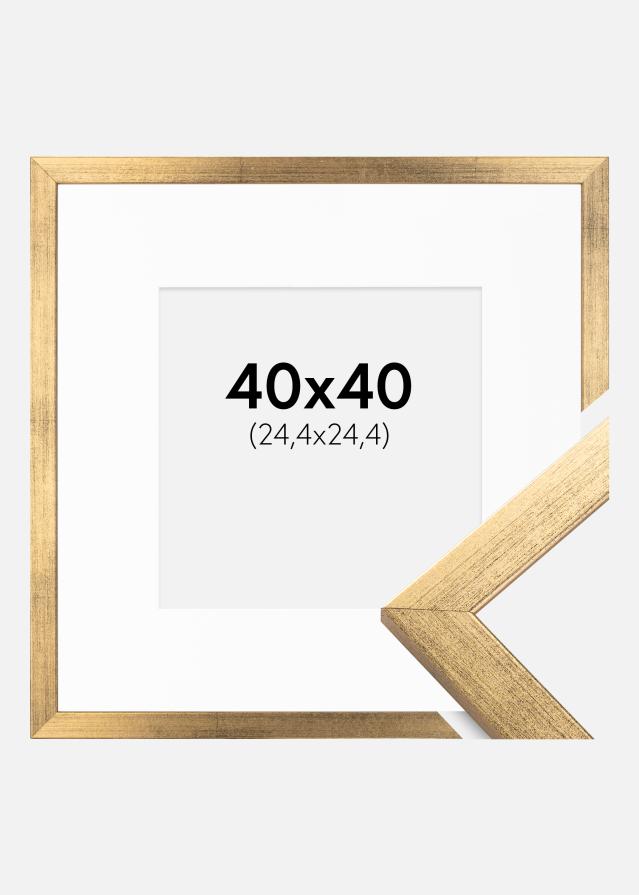 Ram med passepartou Fotolijst Stilren Goud 40x40 cm - Passe-partout Wit 10x10 inches