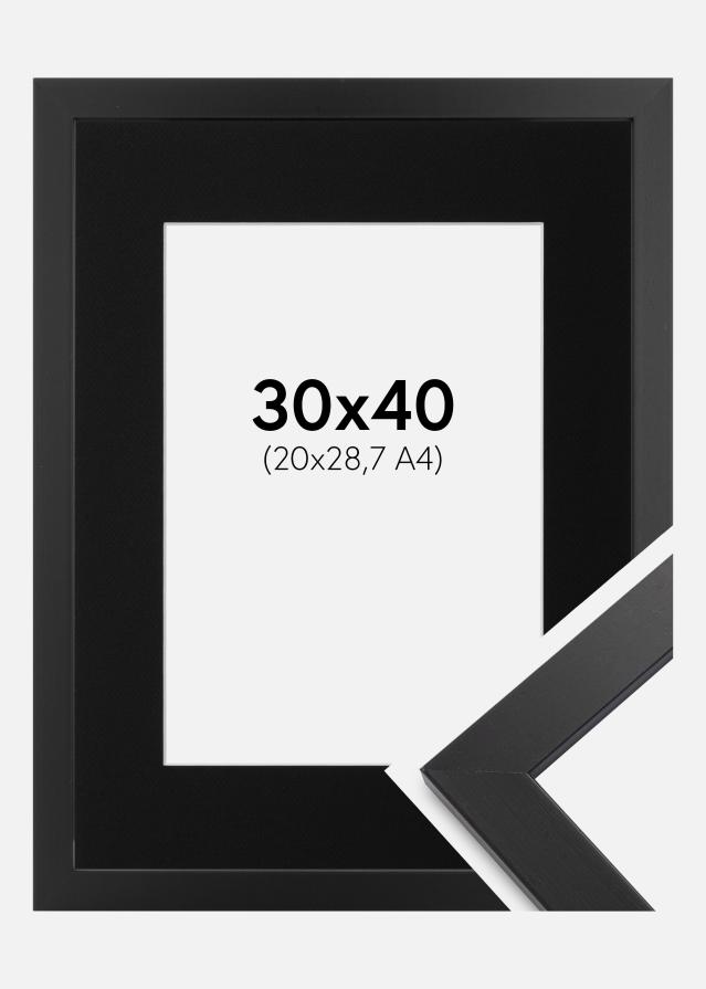 Ram med passepartou Fotolijst Black Wood 30x40 cm - Passe-partout Zwart 21x29,7 cm (A4)