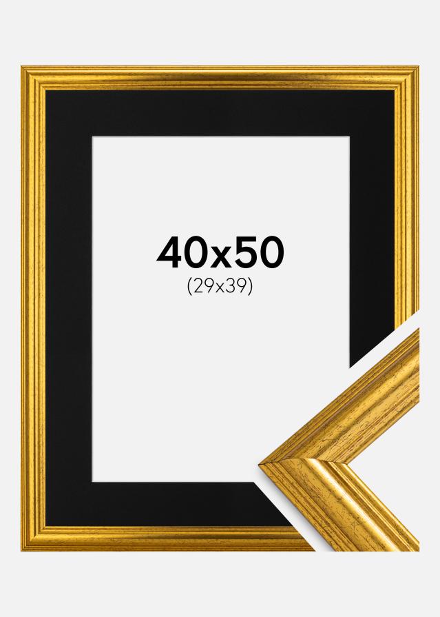 Ram med passepartou Fotolijst Västkusten Goud 40x50 cm - Passe-partout Zwart 30x40 cm