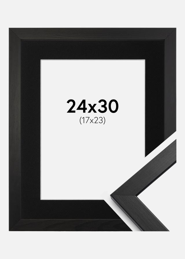 Ram med passepartou Fotolijst Stilren Zwart 24x30 cm - Passe-partout Zwart 18x24 cm