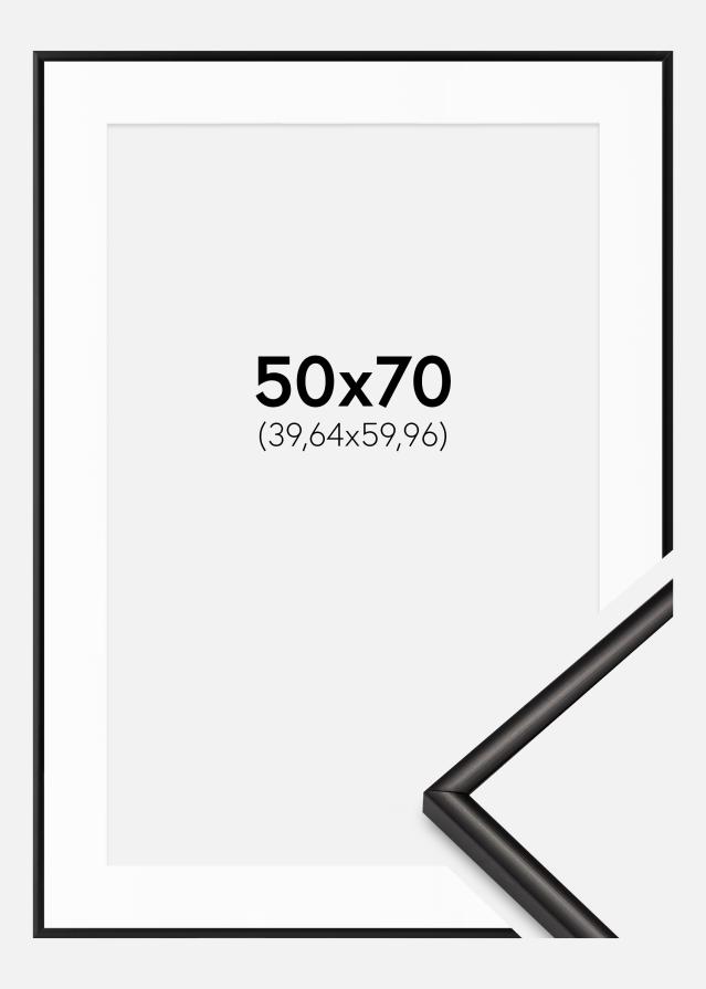 Ram med passepartou Fotolijst Scandi Matt Zwart 50x70 cm - Passe-partout Wit 16x24 inches