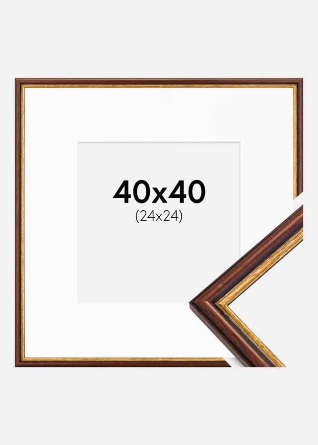 Ram med passepartou Fotolijst Horndal Bruin 40x40 cm - Passe-partout Wit 25x25 cm