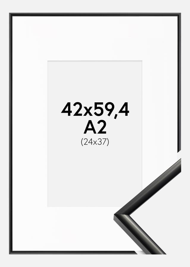 Ram med passepartou Fotolijst New Lifestyle Zwart 42x59,4 cm (A2) - Passe-partout Wit 25x38 cm