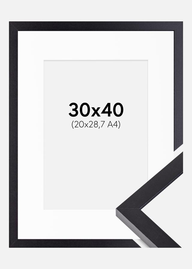 Ram med passepartou Fotolijst Selection Zwart 30x40 cm - Passe-partout Wit 21x29,7 cm (A4)