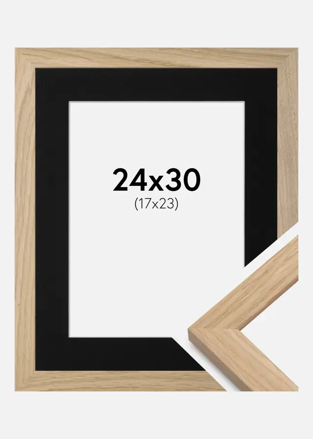 Ram med passepartou Fotolijst Oak Wood 24x30 cm - Passe-partout Zwart 18x24 cm