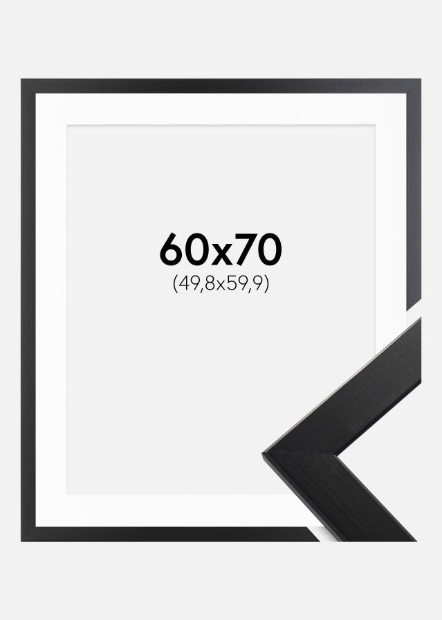 Ram med passepartou Fotolijst Trendline Zwart 60x70 cm - Passe-partout Wit 20x24 inches