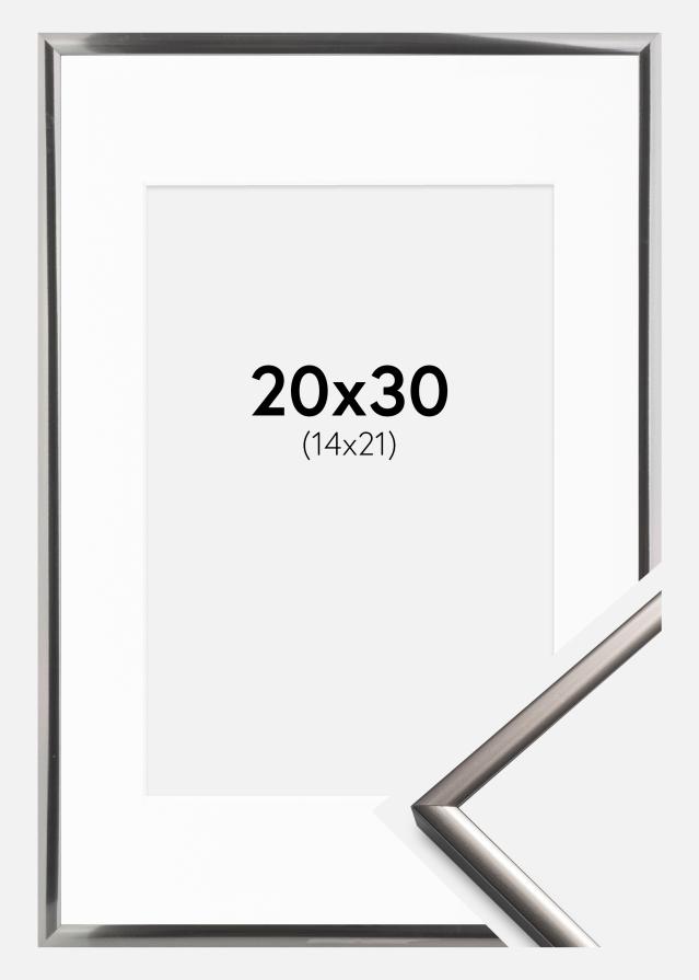 Ram med passepartou Fotolijst New Lifestyle Staal 20x30 cm - Passe-partout Wit 15x22 cm