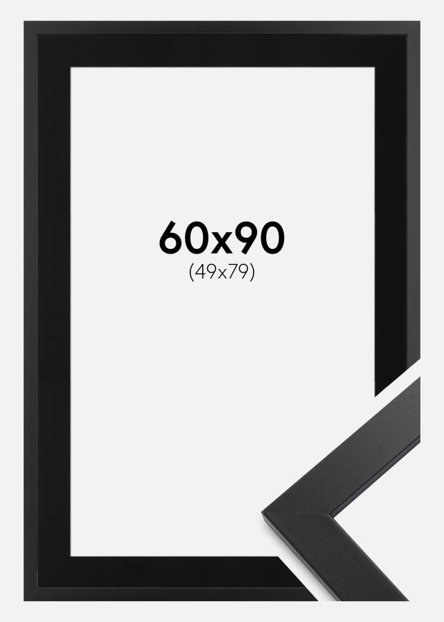 Ram med passepartou Fotolijst Black Wood 60x90 cm - Passe-partout Zwart 50x80 cm