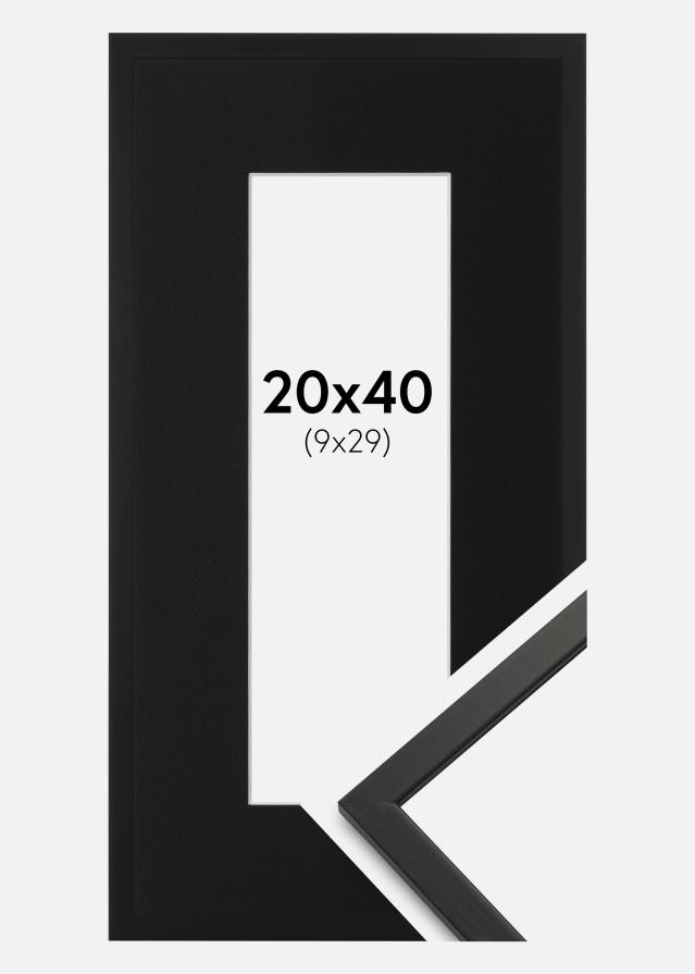 Ram med passepartou Fotolijst Edsbyn Zwart 20x40 cm - Passe-partout Zwart 10x30 cm