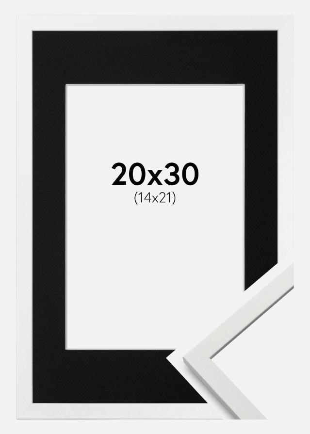 Ram med passepartou Fotolijst Edsbyn Wit 20x30 cm - Passe-partout Zwart 15x22 cm