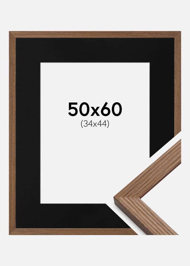 Ram med passepartou Fotolijst Fiorito Donker Eiken 50x60 cm - Passe-partout Zwart 35x45 cm