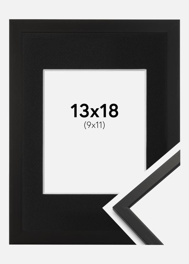 Ram med passepartou Fotolijst Edsbyn Zwart 13x18 cm - Passe-partout Zwart 10x12 cm