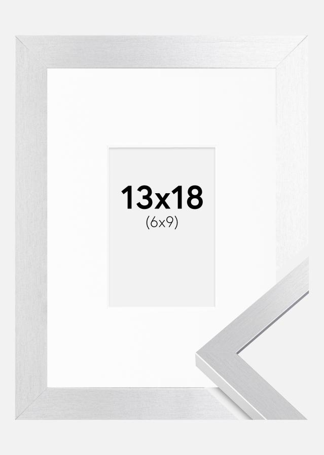 Ram med passepartou Fotolijst Selection Zilver 13x18 cm - Passe-partout Wit 7x10 cm