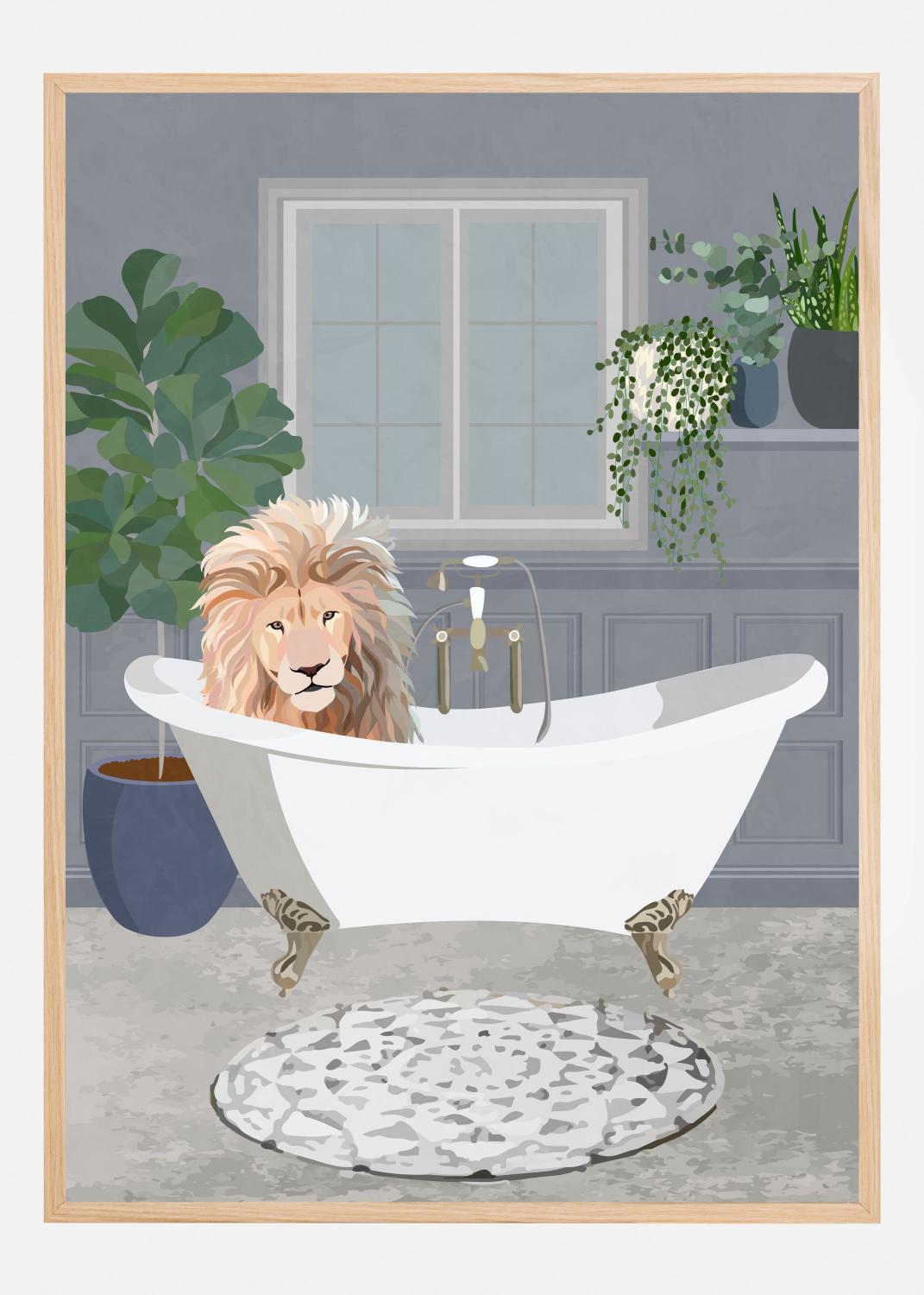 Product Image for Lion takes a bath Poster (21x29.7 cm (A4))
